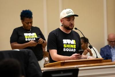 Stand Up Nashville organizer Cade Wooten speaks during public comment at a Metro Council meeting, Feb. 3, 2026