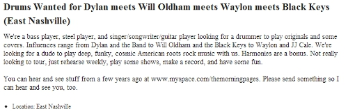 A Song for Craig: Lurking in the Craigslist 'Musicians' Community [East Nashville]