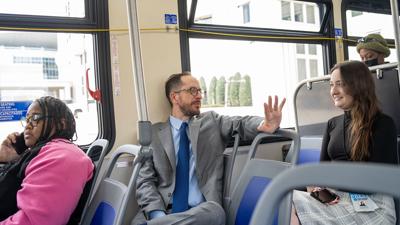 Mayor Freddie O'Connell on a WeGo bus