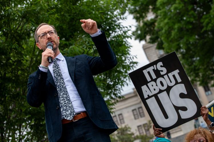 Nashville Mayor Freddie O'Connell speaks to protesters at the state Capitol, May 5, 2026