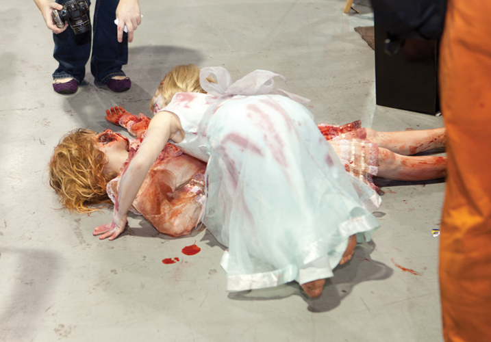 The downside of getting your drink on at dual horror/anime conventions