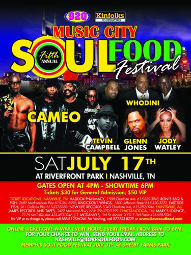 Cameo, Whodini, Tevin Campbell, Glenn Jones and Jody Watley to Play 5th annual Music City Soul Food Festival, July 17 [Word Up]