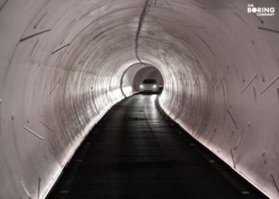 A car enters The Boring Company's Las Vegas Loop