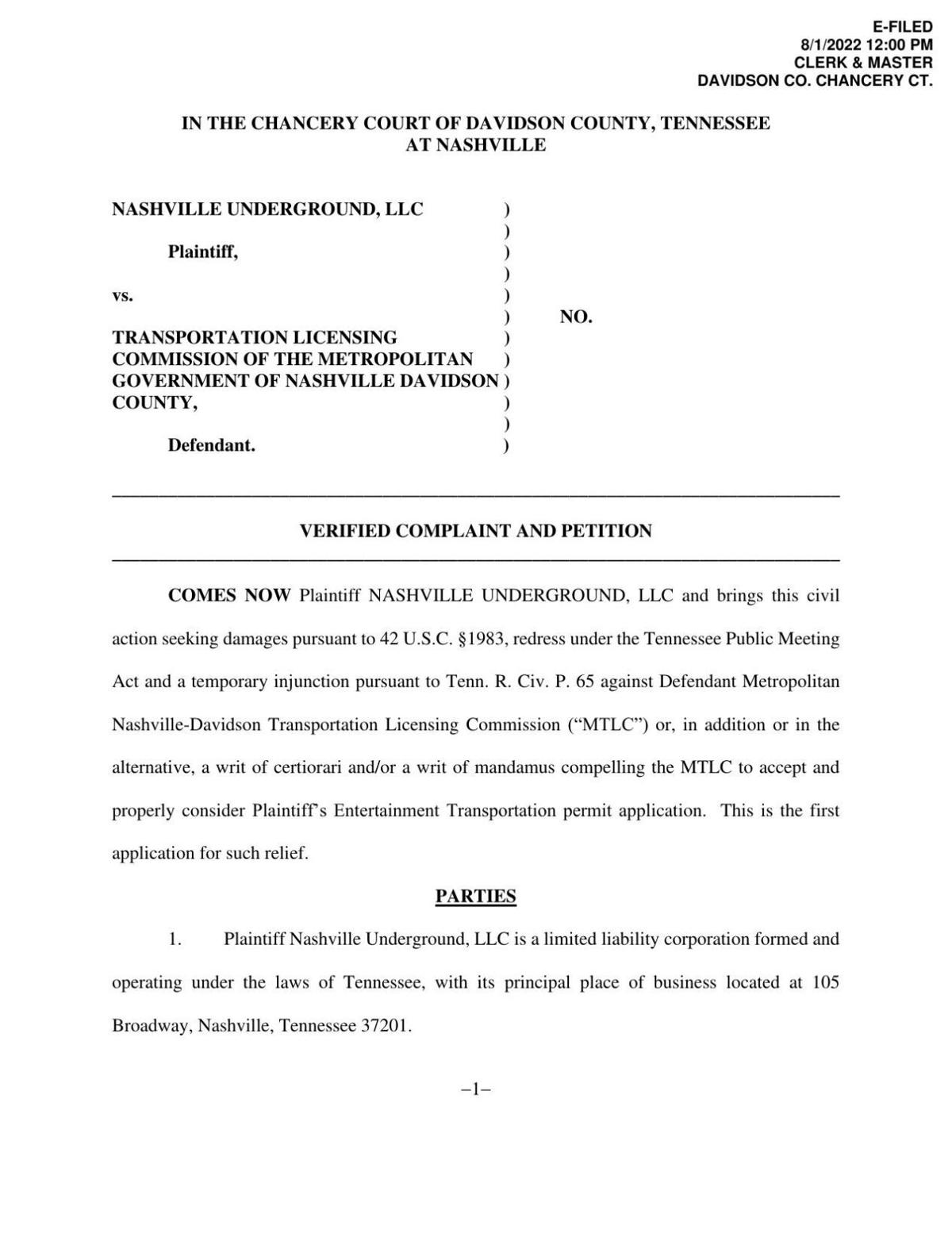 Nashville Underground suit