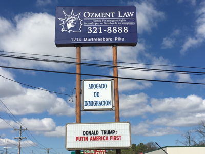 Sign of the Week: Ozment Law Welcomes President Trump