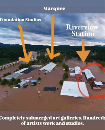 Scene contributor Kay West's photo of the inundated River Arts District in Asheville