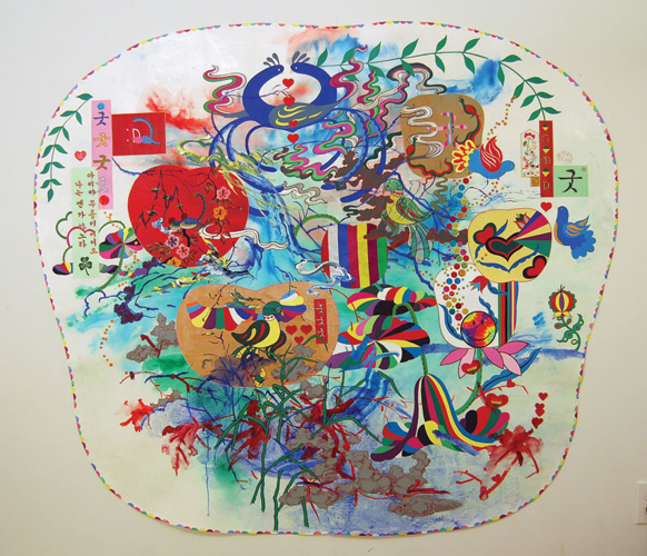 By mashing up common cultural touchstones, South Korean-born artist Jiha Moon explores our national psyche