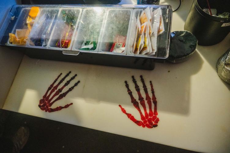 Bloody handprints at the Belcourt concession stand during the 15th annual horror movie marathon 12 Hours of Terror, 10/17/2026.
