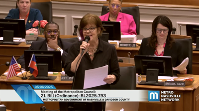 Councilmember Ginny Welsch addresses the Metro Council, May 6, 2025