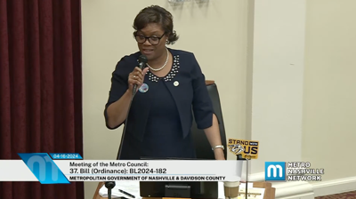 Councilmember Jennifer Gamble addresses the Metro Council, April 16, 2024