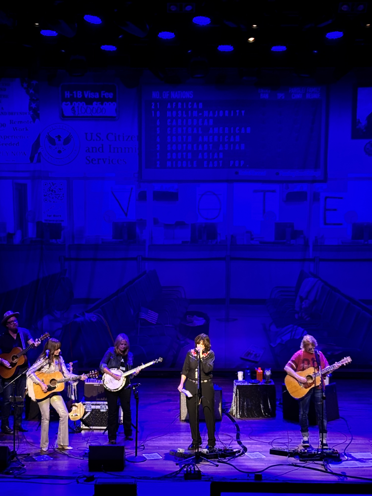 Phone-captured color photo taken at the Ryman during Indigo Girls’ performance on Sept. 30, 2026, including special guest Margo Price.