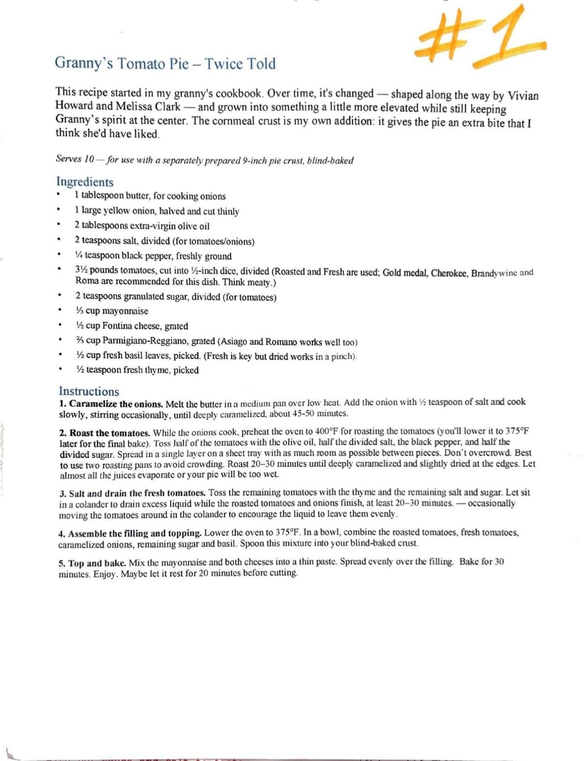 Second Place Tomato Recipe Contest