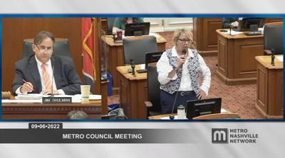 Councilmember Nancy VanReece addresses the Metro Council, Sept. 6, 2022