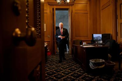Lt. Gov. Randy McNally enters his office in the Cordell Hull State Office Building, Feb. 19, 2026