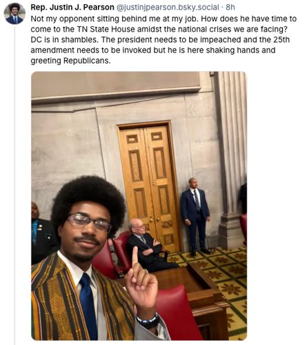 An April 9 post on Bluesky by state Rep. Justin Pearson