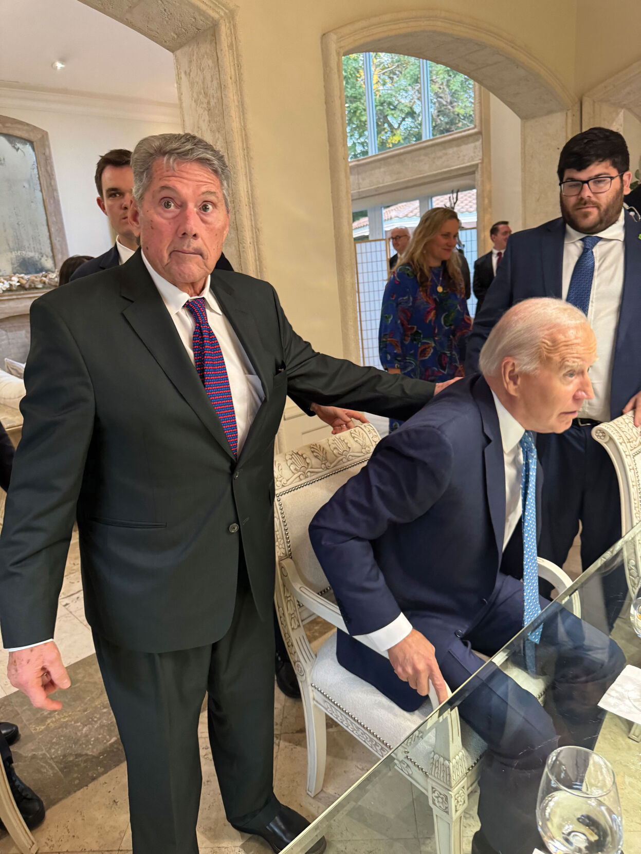 Bill Freeman with President Joe Biden at a fundraising dinner in Miami on Jan. 30