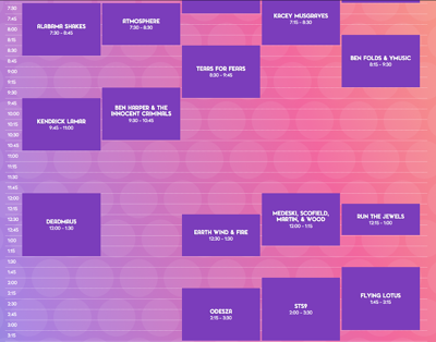 Bonnaroo 2015 Schedule Offers Tough Choices: Deadmau5 vs. RtJ, Sturgill vs. Spoon, Shakes vs. Musgraves, MMJ vs. Belle & Sebastian and more