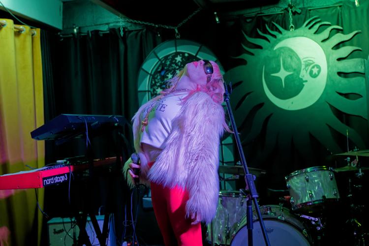 Caroline Red performs at Drkmttr during Vivienne Blue’s EP release party, 2/13/2026.