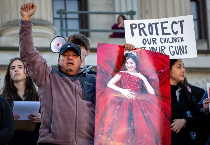 Relatives of Antioch High School shooting victim Josselin Corea Escalante advocate for gun reform at the Tennessee General Assembly, January 2025