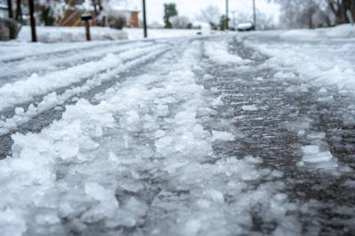 Ice covers a Nashville street during January 2026's winter storm