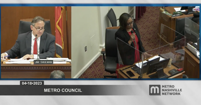 Councilmember Jennifer Gamble addresses the Metro Council, April 18, 2023