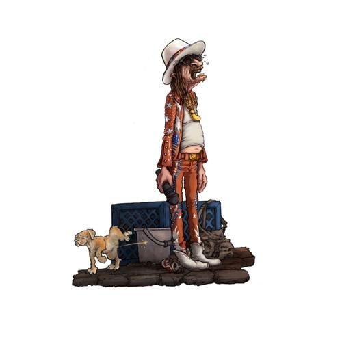 Illustration of Kid Rock crying