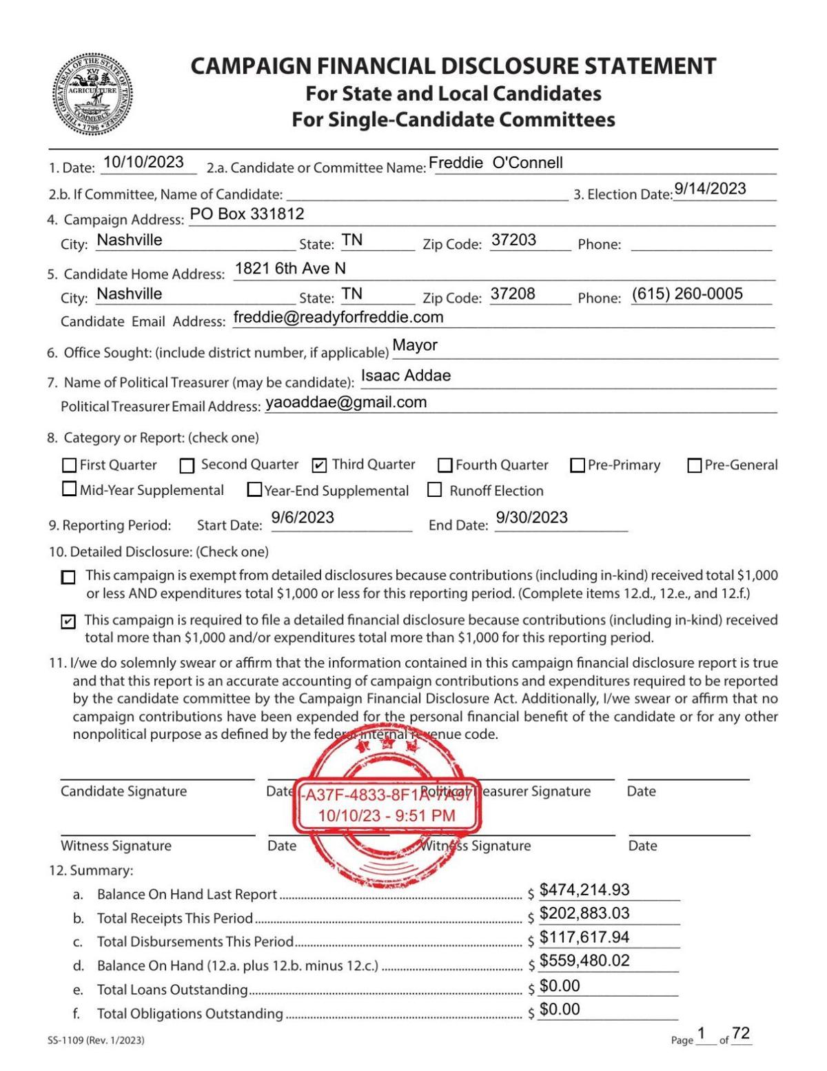 O'Connell filing