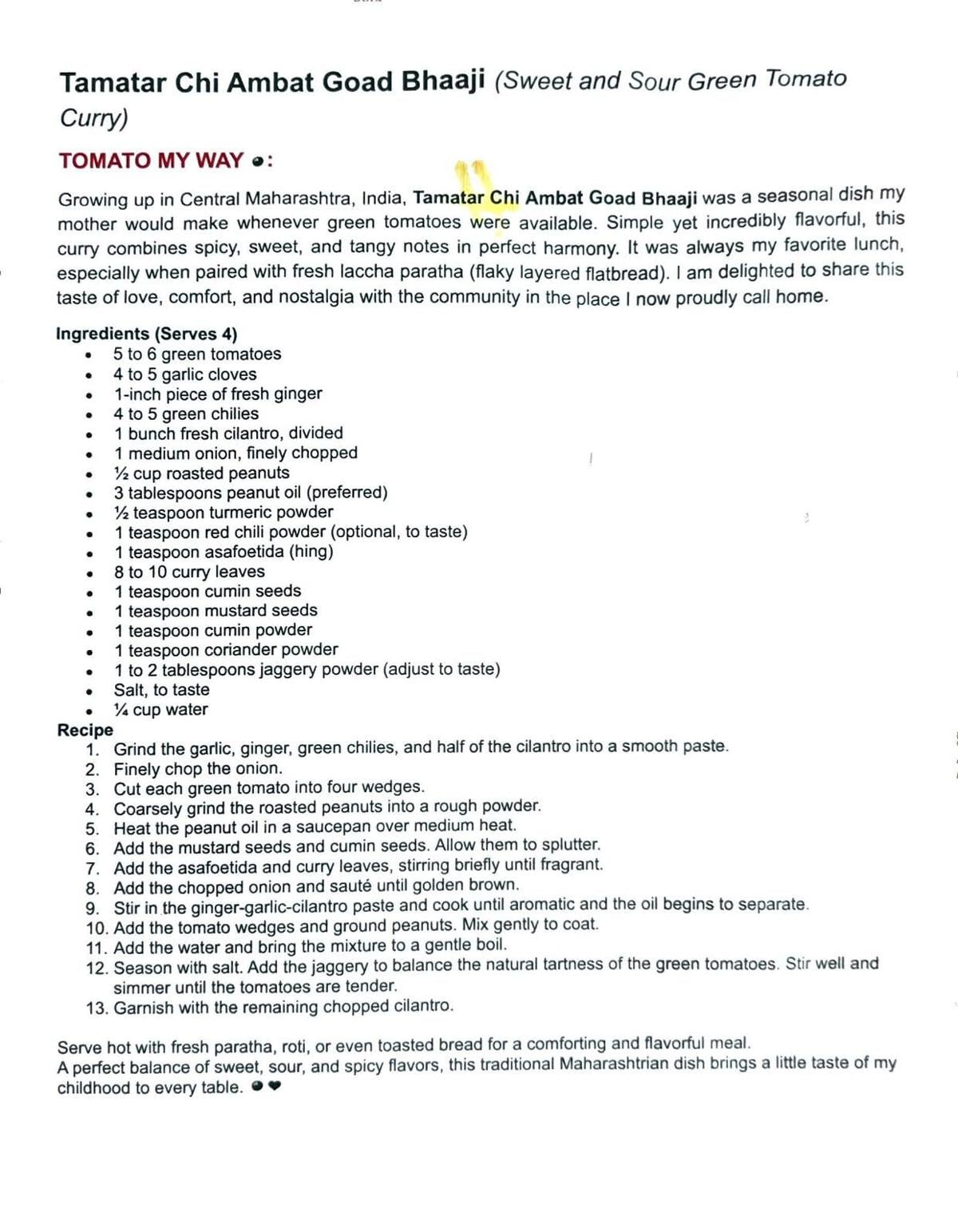 First Place Tomato Recipe Contest