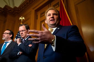 From left: Republican lawmakers Jeremy Faison, Cameron Sexton and William Lamberth, February 2026