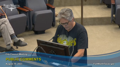 David Bloyed, as identified by the Texas Observer, speaks at a Fort Worth City Council meeting