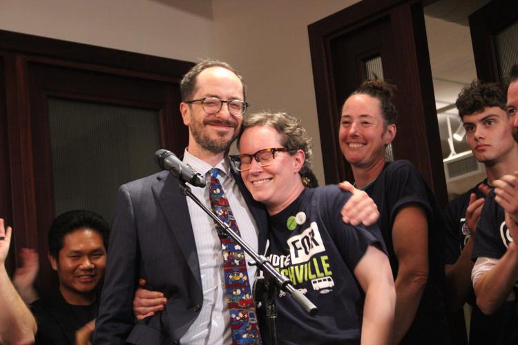 Mayor Freddie O'Connell celebrates his transit win at co-working space The Malin in the Gulch