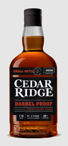 A bottle of Cedar Ridge Barrel Proof