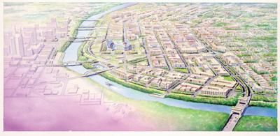 View of the East Bank envisioned in The Plan of Nashville