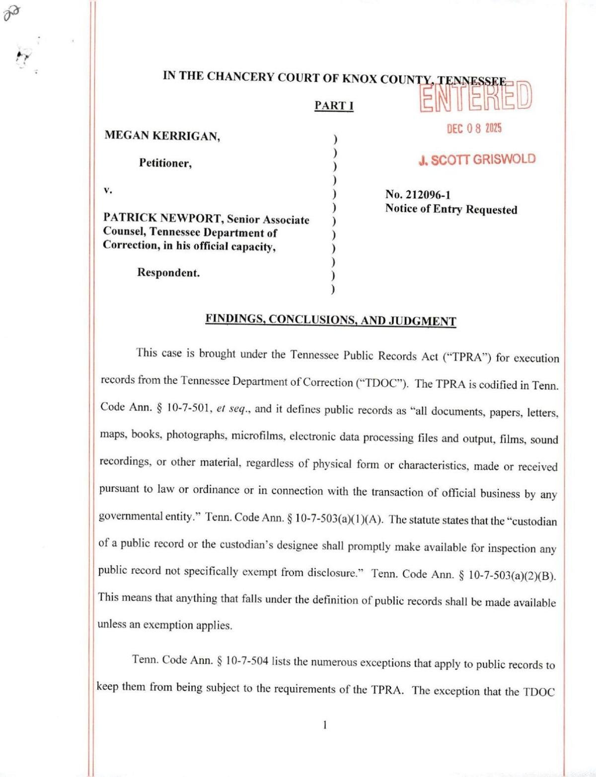 Lethal injection judgment