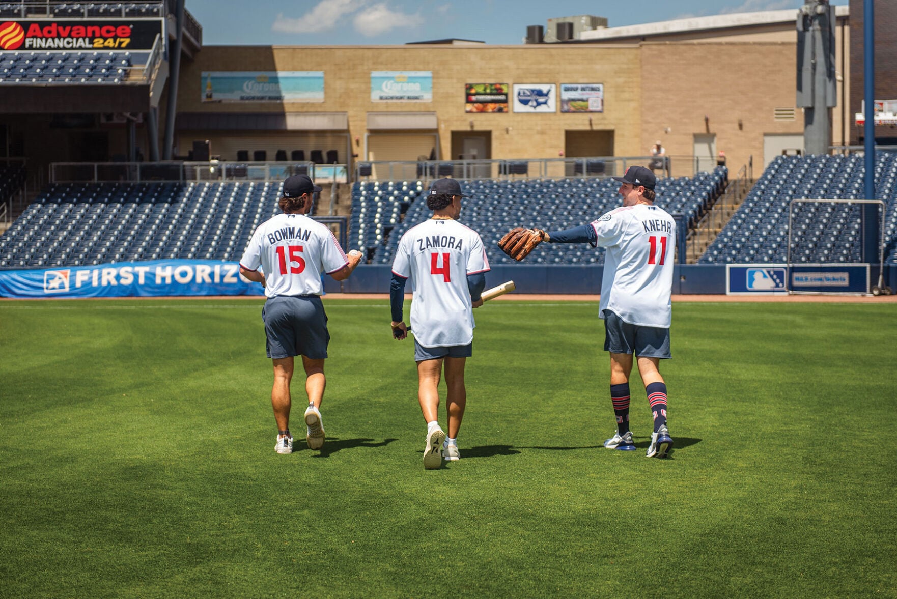 Nashville Sounds Kaleb Bowman, Freddy Zamora and Reiss Knehr