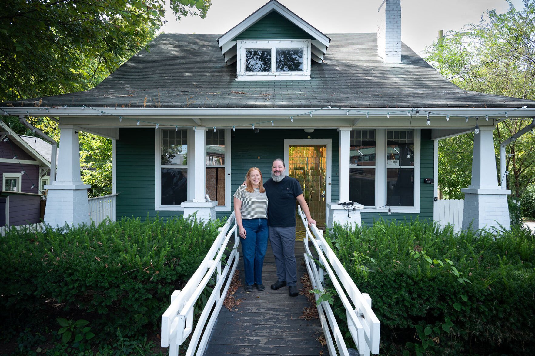 Emma and Chris Biard in front of the forthcoming new location of S.S. Gai