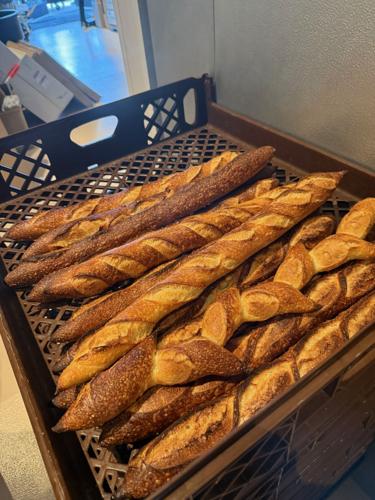a buyndle of baguettes at Perenn Bread