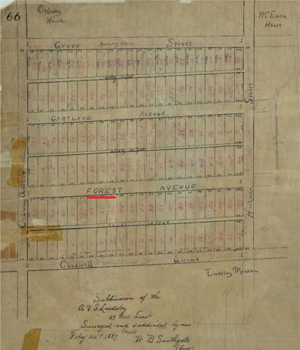 Subdivision of the A.V.S. Lindsley 29-Acre Tract, 1887