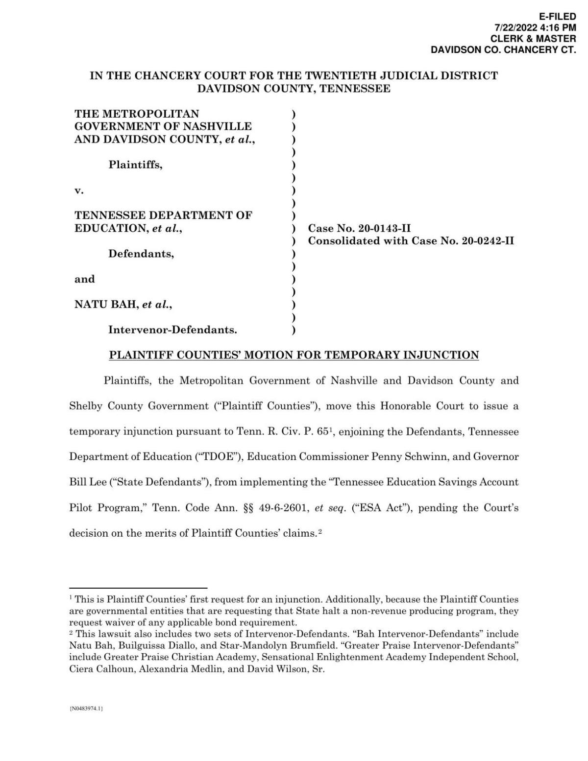 Metro ESA injunction