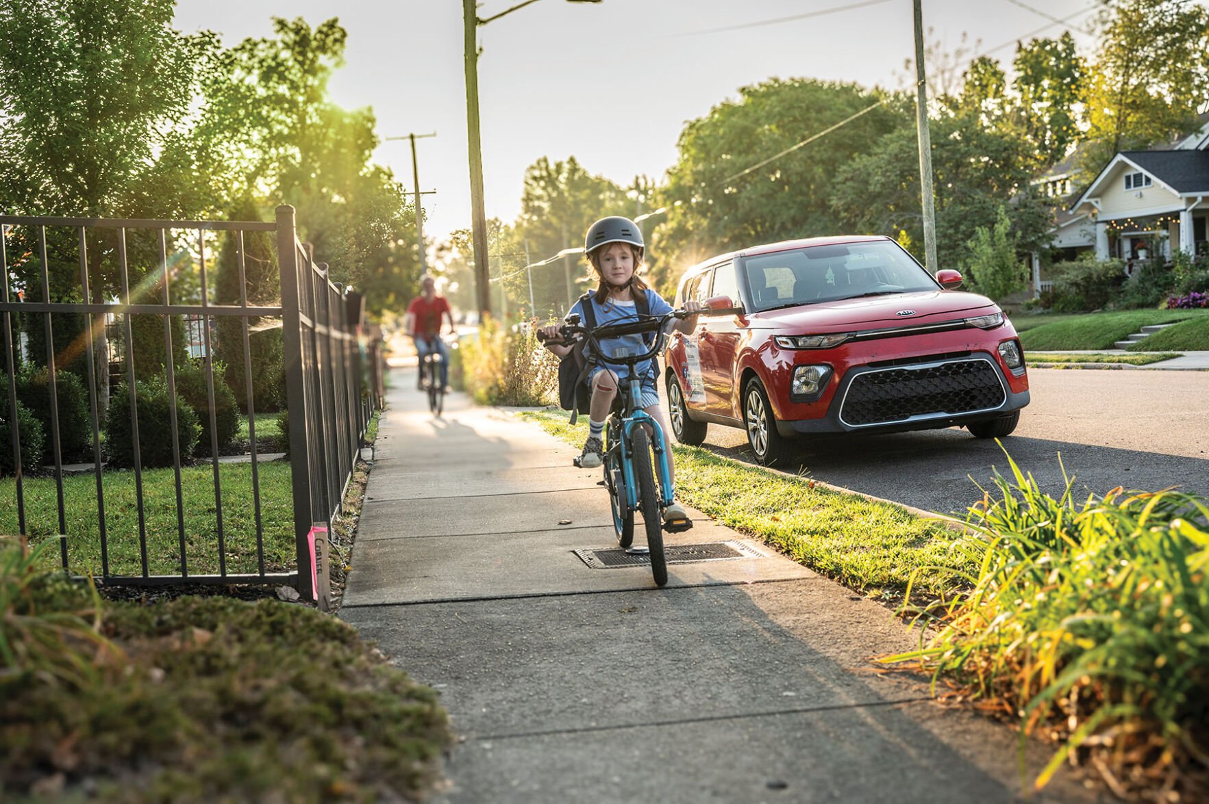 Little kid riding a bike in East Nashville