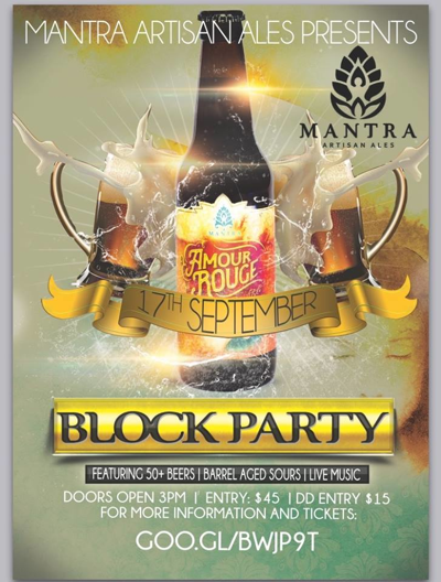 Mantra Artisan Ales' Block Party Beer List Is Stout