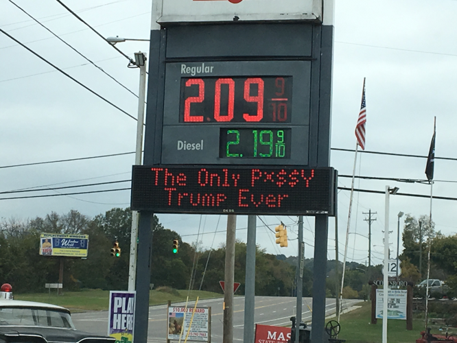Gas Station Jokes About Donald Trump Grabbing Women
