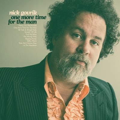 Album art Nick Govrik One More Time for the Man closeup on artist in pink shirt and dark pinstriped jacket