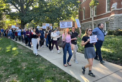 Protesters march on Vanderbilt's campus, Oct. 8, 2025