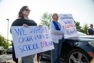 Protesters opposed to charter school initiative gathered outside last week's hearing in Rutherford County