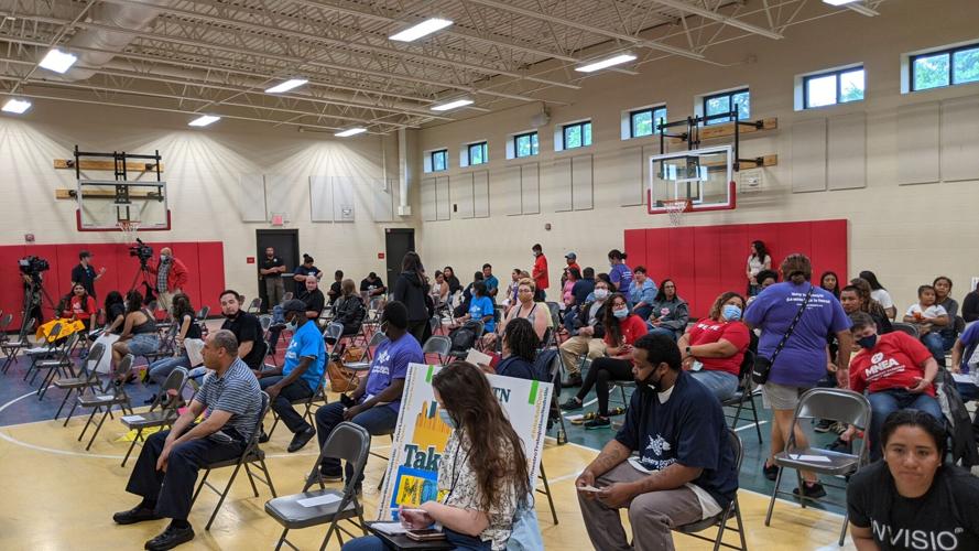 Dozens attended the meeting between Mosaic Apartments tenants and ownership