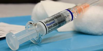 A syringe containing influenza vaccine