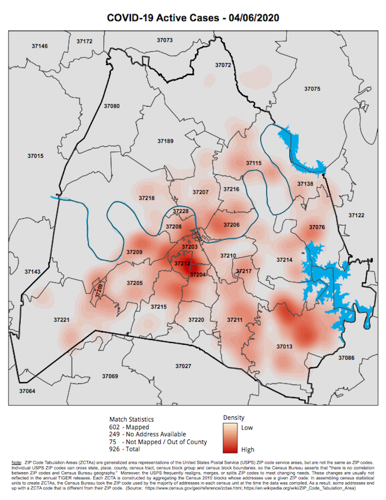 Metro Nashville Releases COVID-19 'Heatmap'