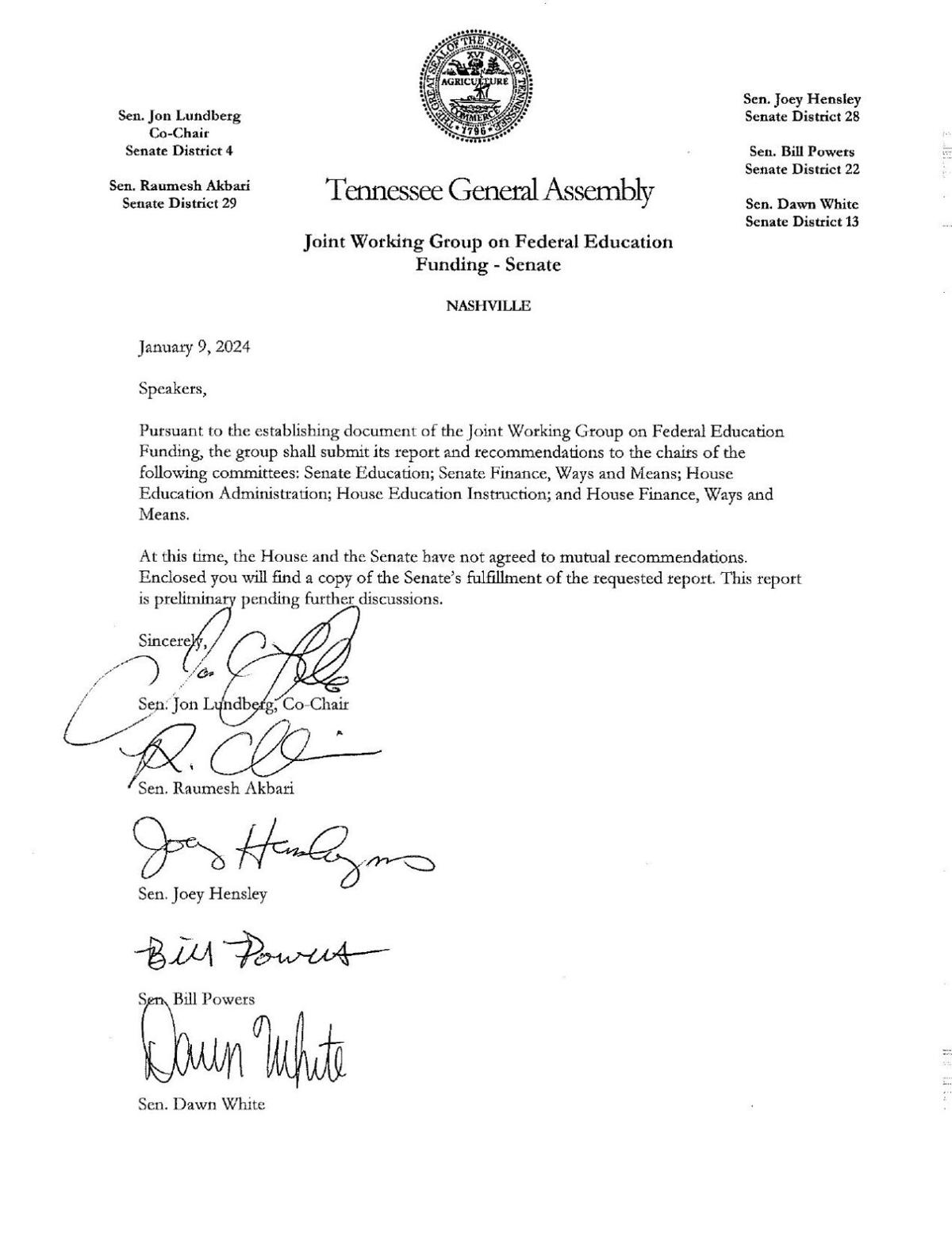 Senate Federal Education Funding Report