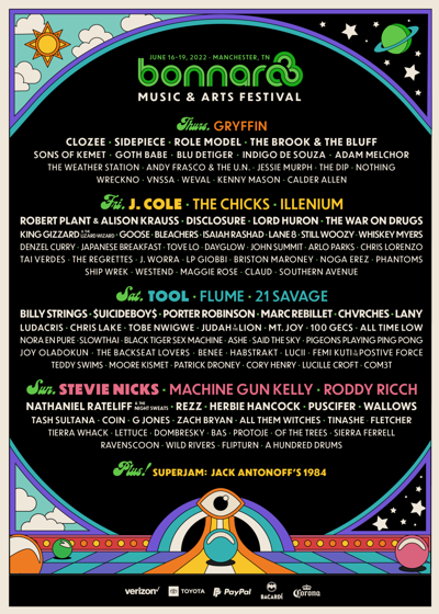 Bonnaroo initial lineup flyer 2022